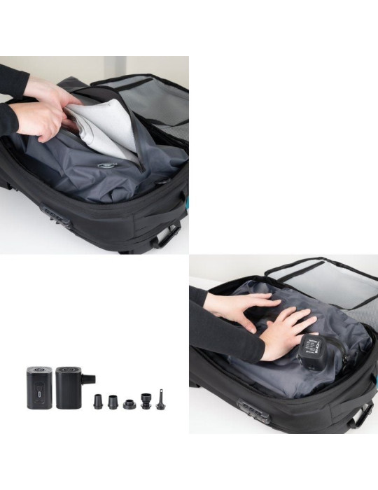 Mochila TooQ TQBP-V101-BK/ Capacidad 30-55L/ Negra/ Incluye Bomba de Aire
