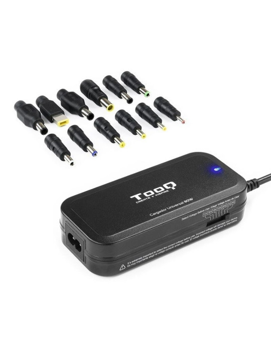 Cargador de Portátil TooQ TQLC-90BS02M/ 1xUSB/ 90W/ Manual/ 12 Conectores/ Voltaje 15-24V