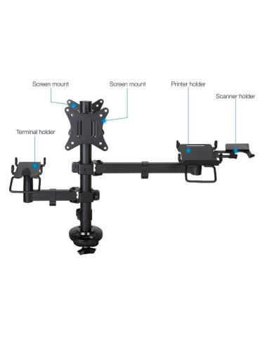 Soporte de Mesa para 2 Monitores, TPV, Impresora, Términal y Lector TooQ TQPM0002/ Giratorio/ Inclinable/ hasta 9kg 2