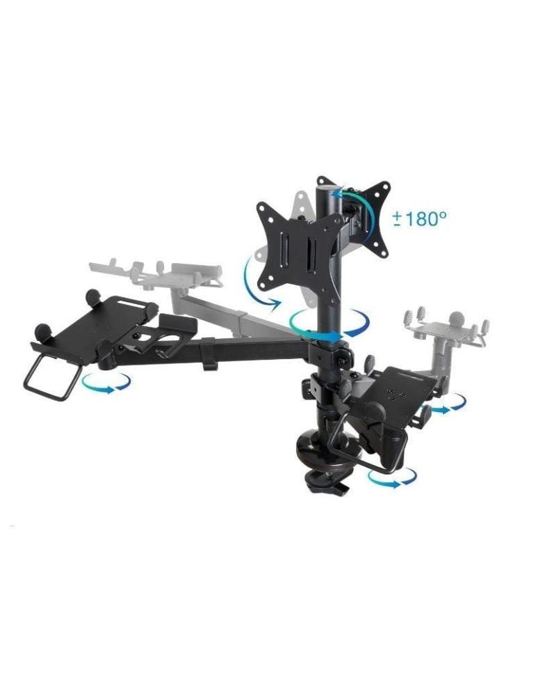 Soporte de Mesa para 2 Monitores, TPV, Impresora, Términal y Lector TooQ TQPM0002/ Giratorio/ Inclinable/ hasta 9kg
