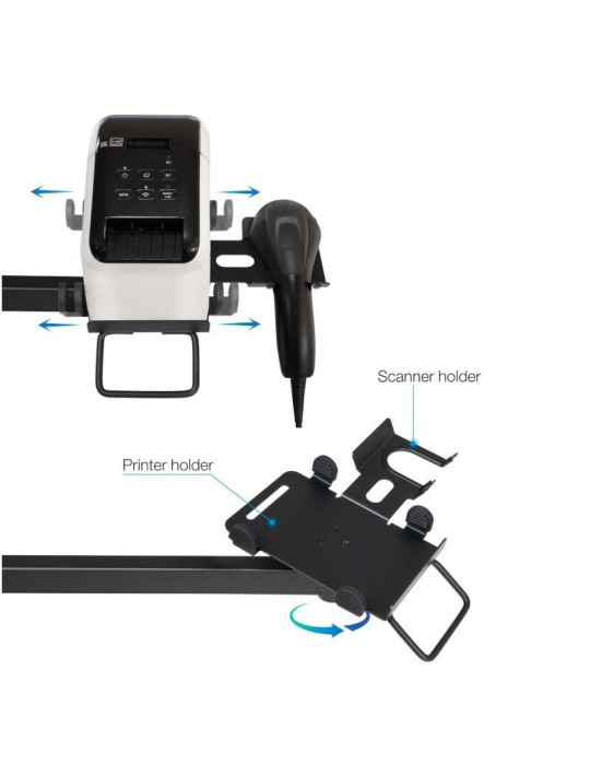 Soporte de Mesa para 2 Monitores, TPV, Impresora, Términal y Lector TooQ TQPM0002/ Giratorio/ Inclinable/ hasta 9kg