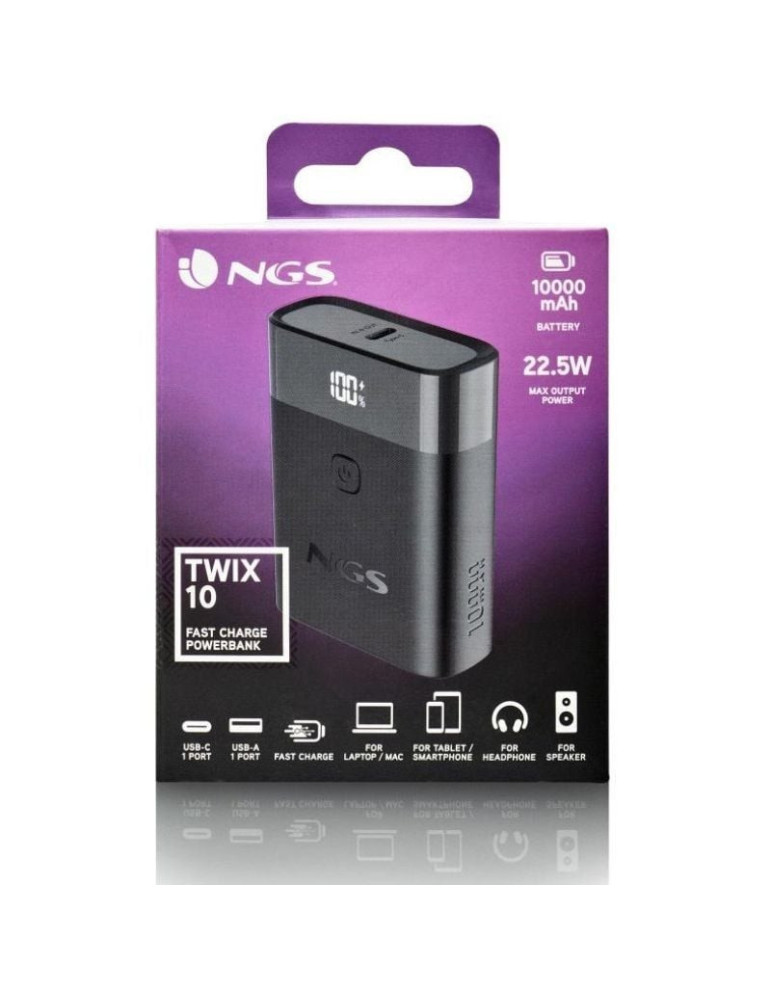 Powerbank 10000mAh NGS TWIX10/ 22.5W/ Negra