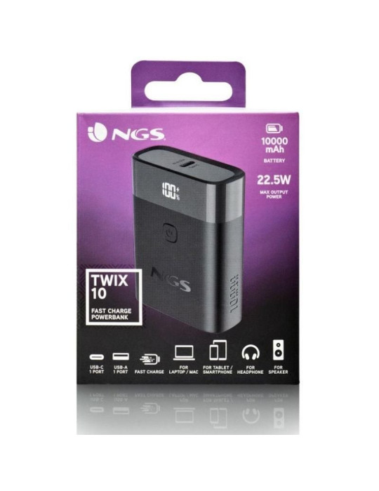 Powerbank 10000mAh NGS TWIX10/ 22.5W/ Negra