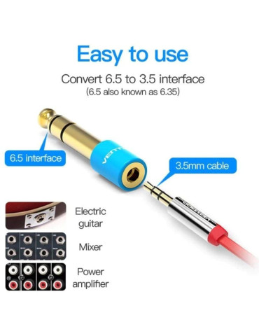 Adaptador Jack Vention VAB-S01-L/ Jack 6.5 Macho - Jack 3.5 Hembra/ Azul 2