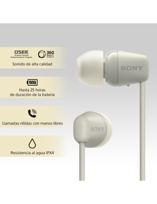 Auriculares Inalámbricos Intrauditivos Sony WI-C100/ con Micrófono/ Bluetooth/ Beige