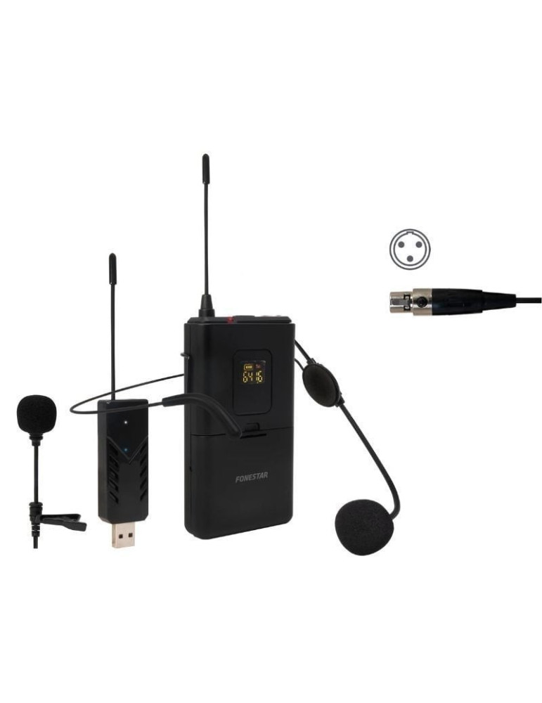 Micrófono de cabeza y solapa UHF Fonestar WI-MIC