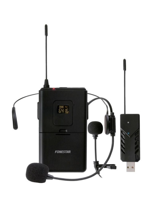Micrófono de cabeza y solapa UHF Fonestar WI-MIC