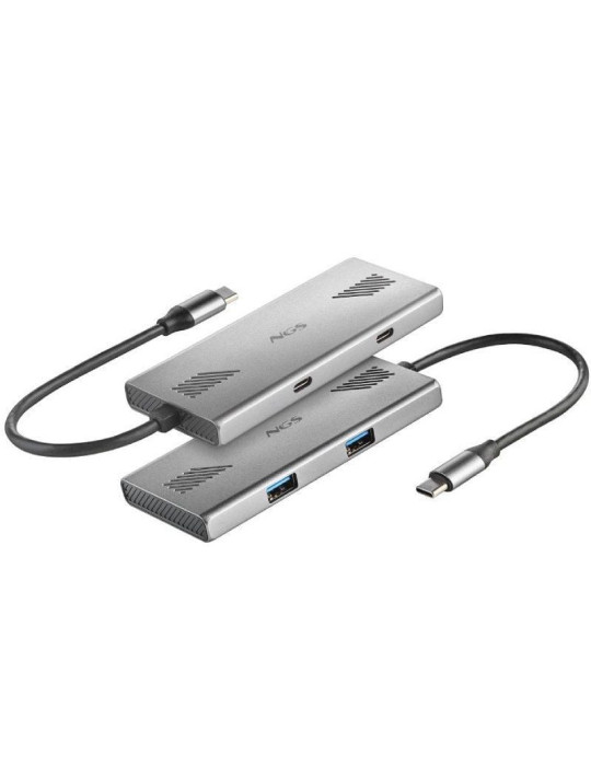Hub USB Tipo-C NGS WonderDuo-C / 2xUSB/ 2xUSB Tipo-C/ Gris