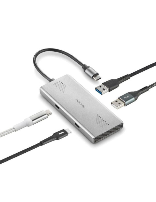 Hub USB Tipo-C NGS WonderDuo-C / 2xUSB/ 2xUSB Tipo-C/ Gris