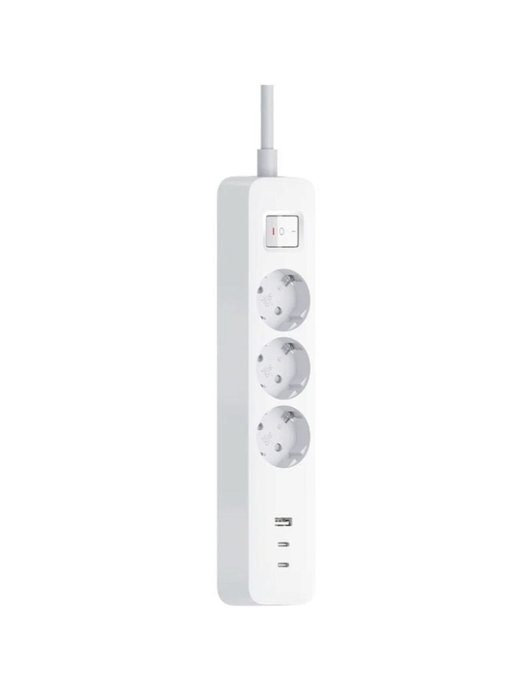Regleta con Interruptor Xiaomi 20W Power Strip/ 3 Tomas de Corriente/ 1 USB/ 2 USB Tipo-C/ Cable 1.4m/ Blanca