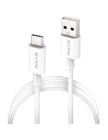 Cable USB 2.0 NGS ZYRO-AC/ USB Macho - USB Tipo-C Macho/ Hasta 15W/ 480Mbps/ 1m/ Blanco 2