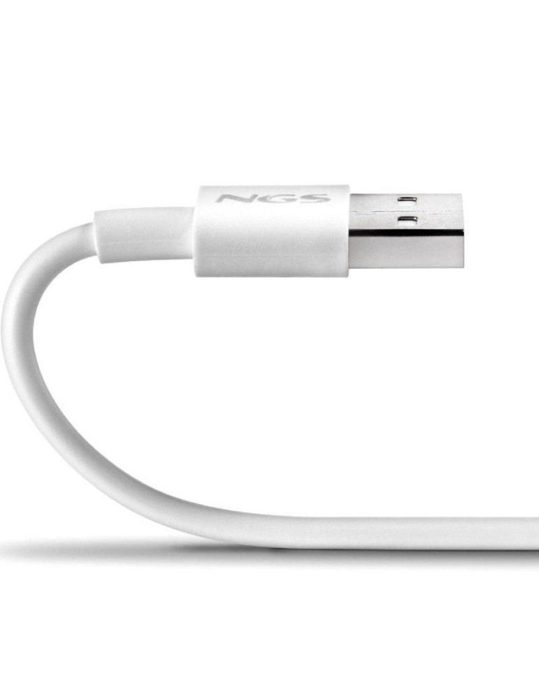 Cable USB 2.0 NGS ZYRO-AC/ USB Macho - USB Tipo-C Macho/ Hasta 15W/ 480Mbps/ 1m/ Blanco
