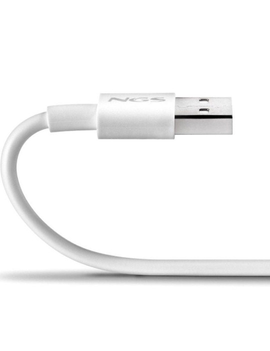 Cable USB 2.0 NGS ZYRO-AC/ USB Macho - USB Tipo-C Macho/ Hasta 15W/ 480Mbps/ 1m/ Blanco