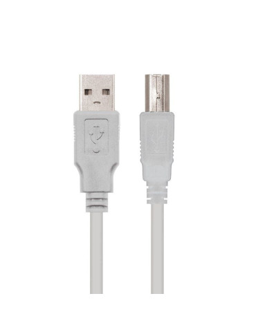 Cable USB 2.0 Impresora Nanocable 10.01.0102/ USB Tipo-B Macho - USB Macho / 480Mbps/ 1m/ Beige