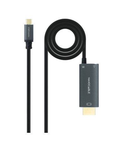 Cable Conversor Nanocable 10.15.5182/ USB Tipo-C Macho - HDMI 8K Macho/ USB Tipo-C Hembra/ Hasta 100W/ 1.8m/ Negro 2