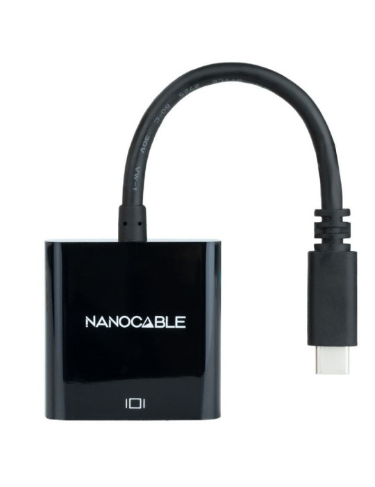 Cable Conversor Nanocable 10.16.4101-BK/ USB Tipo-C Macho - VGA Hembra/ 10cm/ Negro