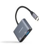 Conversor Nanocable 10.16.4303/ USB Tipo-C Macho/ HDMI Hembra - VGA Hembra/ 15cm/ Gris