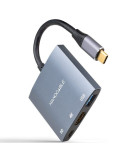 Conversor Nanocable 10.16.4306 USB Tipo-C/ HDMI 4K Hembra - USB Hembra - USB Tipo-C PD/ 15cm/ Gris