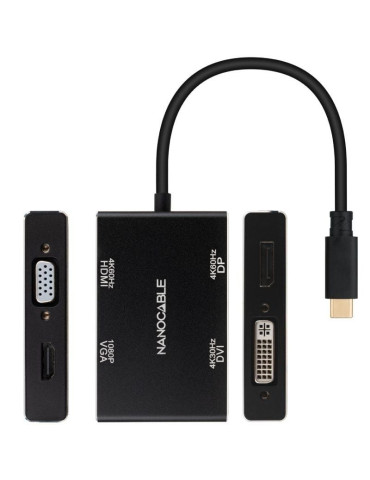 Conversor Nanocable 10.16.4307/ USB Tipo-C Macho - VGA Hembra/ DVI Hembra/ HDMI Hembra/ DisplayPort Hembra/ 10cm/ Negro 2