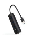 Hub USB 3.0 Nanocable 10.16.4604/ 3xUSB/ 1xRJ45/ Negro