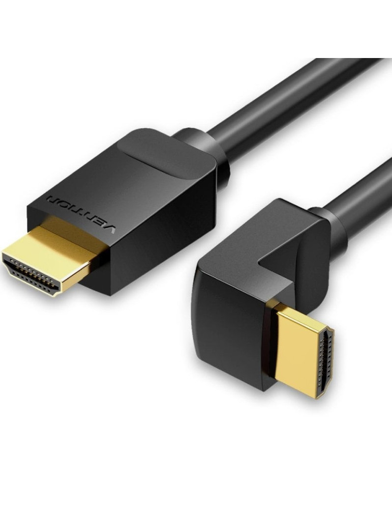 Cable HDMI 2.0 4K Acodado Vention AARBF/ HDMI Macho - HDMI Macho/ 1m/ Negro