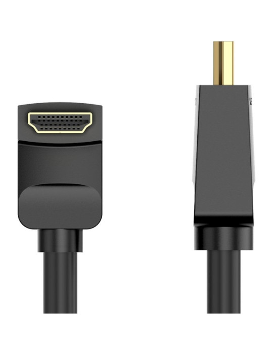 Cable HDMI 2.0 4K Acodado Vention AARBF/ HDMI Macho - HDMI Macho/ 1m/ Negro