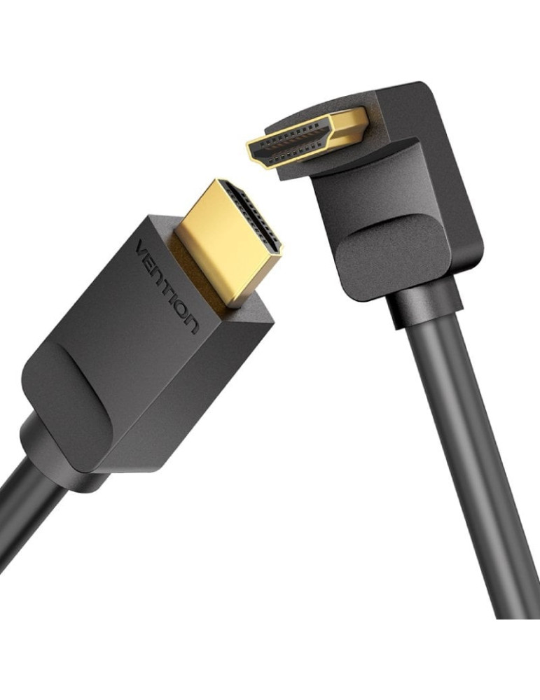 Cable HDMI 2.0 4K Acodado Vention AARBF/ HDMI Macho - HDMI Macho/ 1m/ Negro