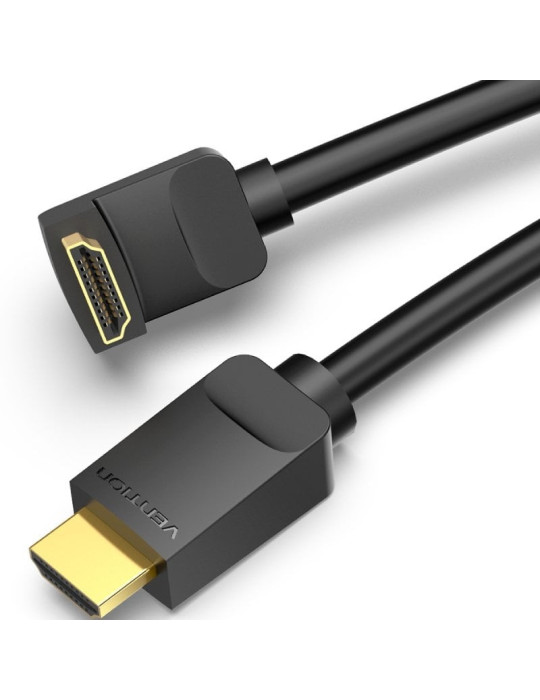 Cable HDMI 2.0 4K Acodado Vention AARBF/ HDMI Macho - HDMI Macho/ 1m/ Negro