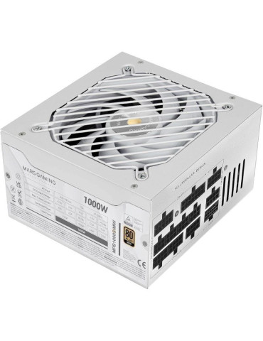 Fuente de Alimentación Mars Gaming MPB1000SIM/ 1000W/ Ventilador 14cm/ ATX 3.1/ PCIe 5.1/ 80 Plus Gold/ Blanca