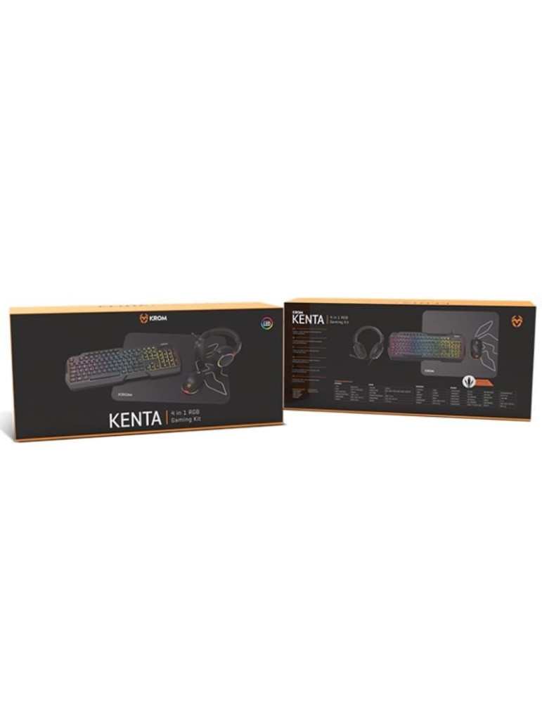Pack Gaming Krom Kenta/ Teclado RGB + Ratón + Alfombrilla + Auriculares