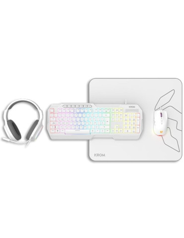 Pack Gaming Krom Kenta/ Teclado RGB + Ratón + Alfombrilla + Auriculares/ Blanco 2