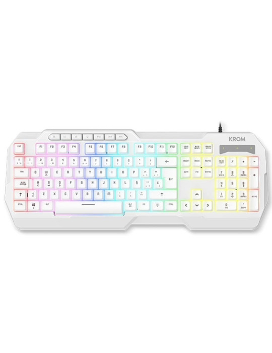 Pack Gaming Krom Kenta/ Teclado RGB + Ratón + Alfombrilla + Auriculares/ Blanco