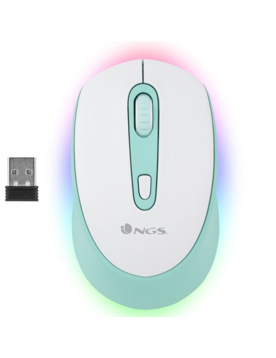 Ratón Inalámbrico NGS Smog Mint-RB/ Batería recargable/ Hasta 2400 DPI/ Verde Menta