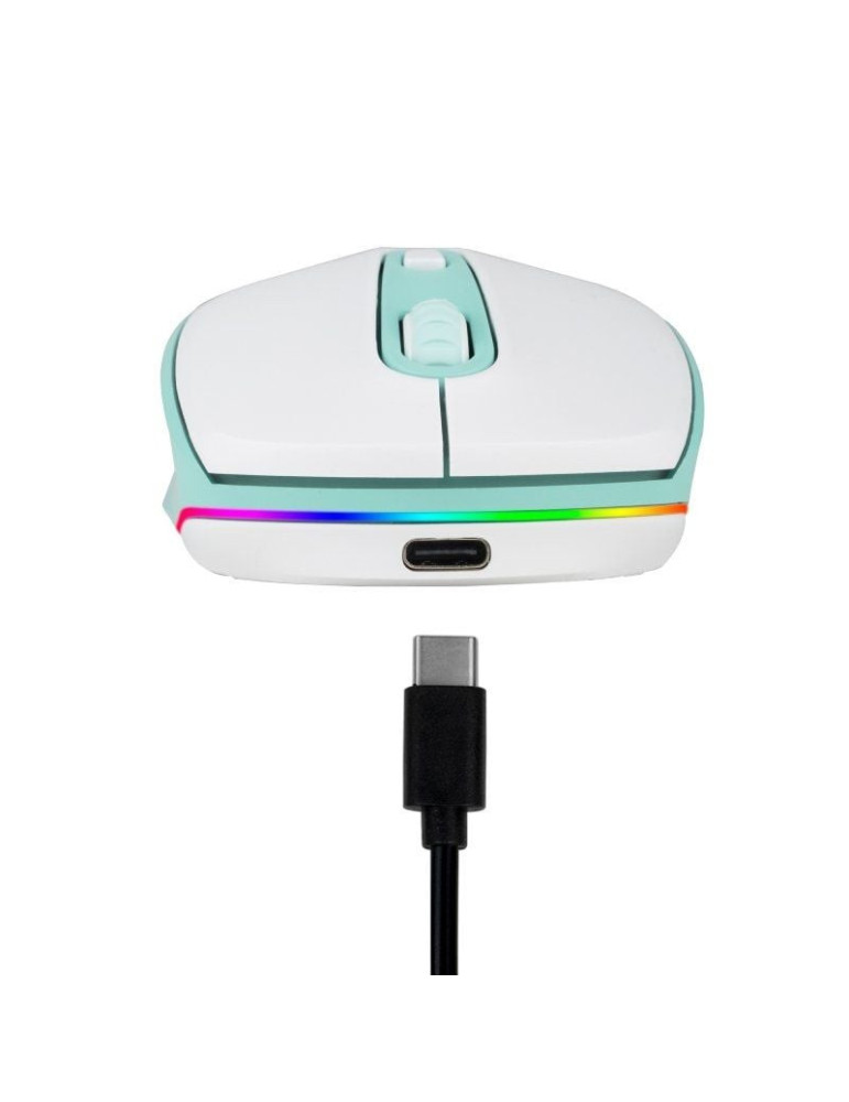 Ratón Inalámbrico NGS Smog Mint-RB/ Batería recargable/ Hasta 2400 DPI/ Verde Menta
