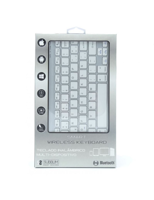 Teclado Compacto Inalámbrico Subblim Smart/ Plata