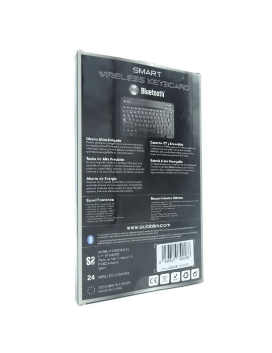 Teclado Compacto Inalámbrico Subblim Smart/ Plata