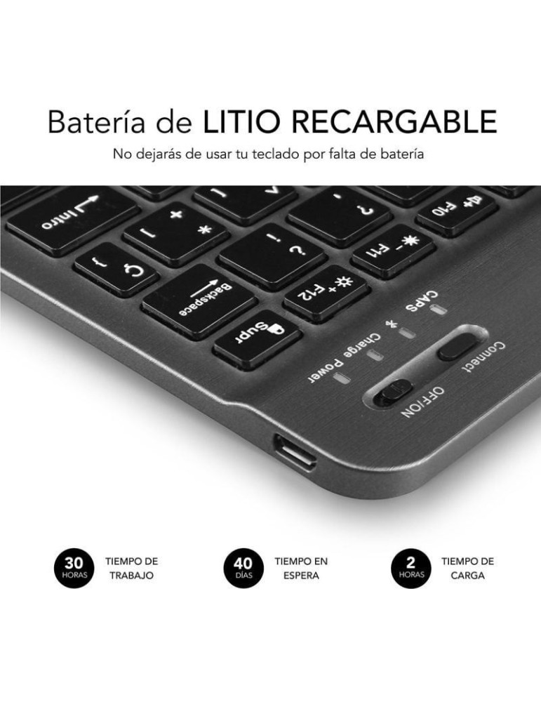 Teclado Compacto Inalámbrico Subblim Smart/ Gris