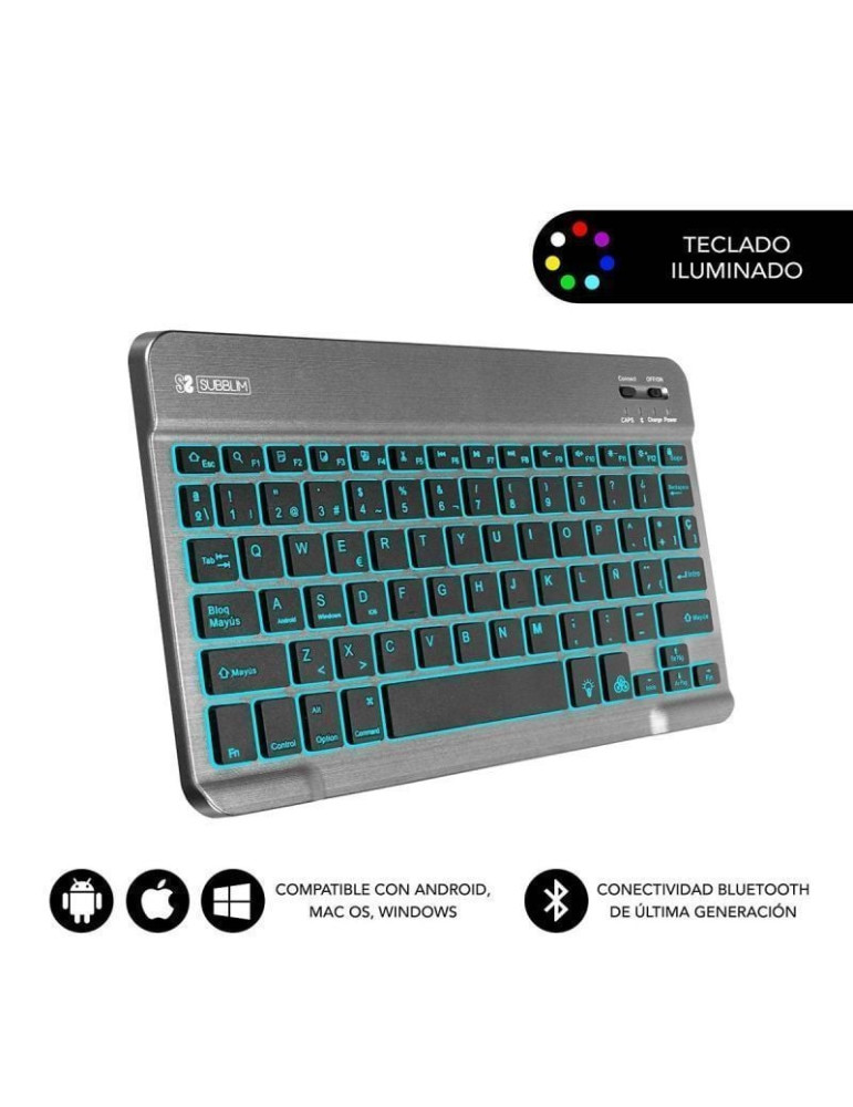 Teclado Compacto Inalámbrico Subblim Smart Backlit/ Gris