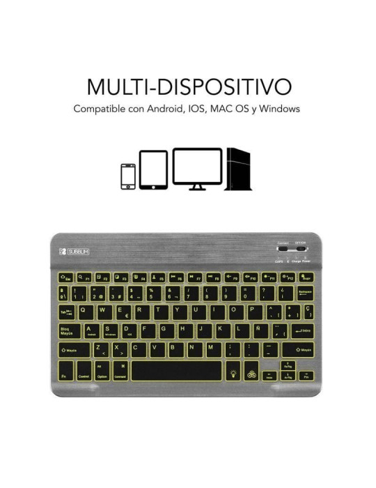 Teclado Compacto Inalámbrico Subblim Smart Backlit/ Gris