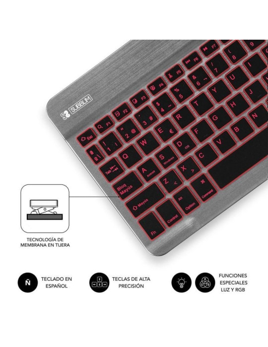 Teclado Compacto Inalámbrico Subblim Smart Backlit/ Gris