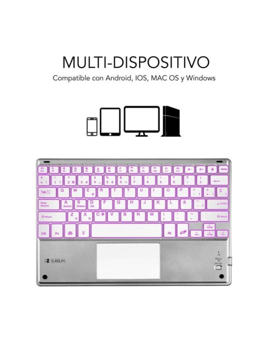 Teclado Compacto Inalámbrico Subblim SMBT50/ Plata