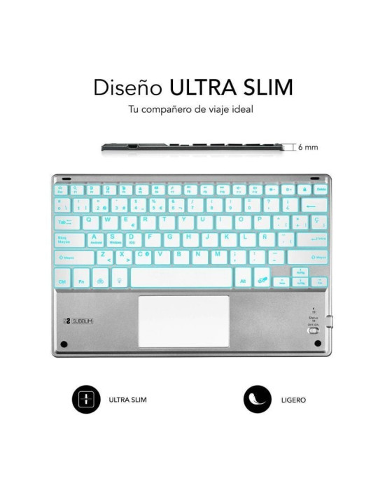 Teclado Compacto Inalámbrico Subblim SMBT50/ Plata
