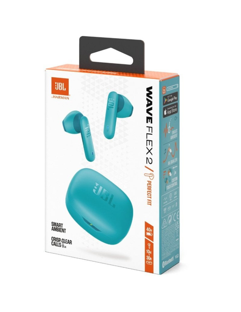 Auriculares Bluetooth JBL Wave Flex con estuche de carga/ Autonomía 10h/ Azules