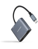 Conversor Nanocable 10.16.4305/ USB Tipo-C Macho / 2x HDMI Hembra - USB Tipo-C PD Hembra - USB Hembra/ 15cm/ Gris