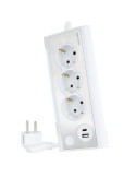 Regleta con Interruptor Nanocable 10.37.0013-W/ 3 Tomas de Corriente/ 1 USB/ 1 USB Tipo-C/ Cable 1.5m/ Blanca