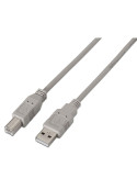 Cable USB 2.0 Impresora Aisens A101-0002/ USB Tipo-B Macho - USB Macho/ Hasta 2.5W/ 60Mbps/ 1.8m/ Beige