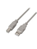 Cable USB 2.0 Impresora Aisens A101-0004/ USB Tipo-B Macho - USB Macho/ Hasta 2.5W/ 60Mbps/ 4.5m/ Beige