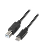 Cable USB 2.0 Impresora Aisens A107-0053/ USB Tipo-C Macho - USB Tipo-B Macho/ Hasta 9W/ 625Mbps/ 1m/ Negro