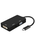 Conversor Aisens A109-0343/ USB Tipo-C Macho - DVI Hembra/ VGA Hembra / HDMI Hembra/ 15cm/ Negro