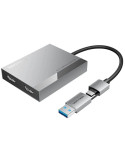 Conversor Vention ACXHB/ USB Tipo-C Macho/ USB Macho - 2x HDMI Hembra/ 15cm/ Gris